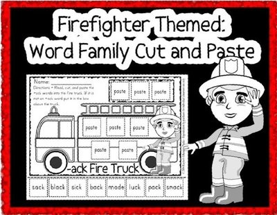 Firefighter themed - word families - cut and paste
