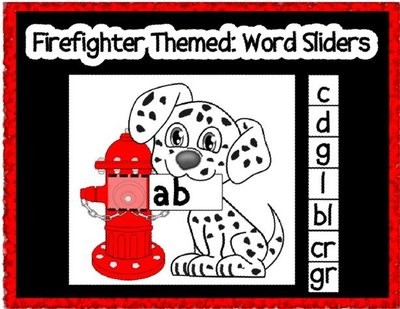 Firefighter themed - word families - word sliders