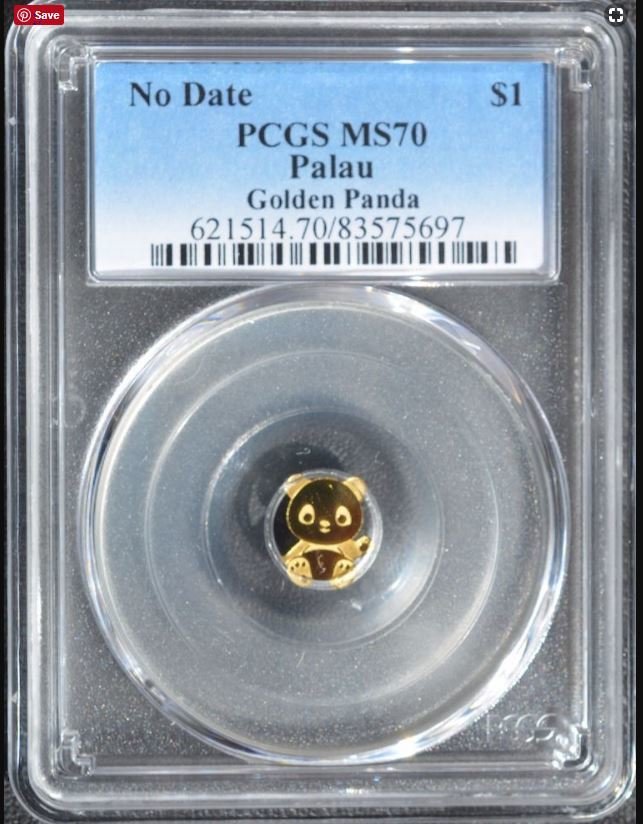 2017 Palau $1  .9999 pure Gold Little Panda Shaped 0.5g Au PCGS MS70