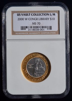 2000 W Gold Platinum $10 Library Congress bimetallic NGC MS70