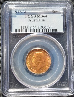 1917 M AUSTRALIA PCGS MS64 SOVEREIGN GOLD