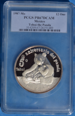 1987 MEXICO  999 SILVER Proof Tohui Panda PCGS PR67DCAM