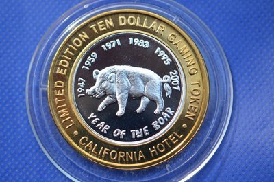 $10 Las Vegas NV Casino Token Year of the Boar Fine Silver 999