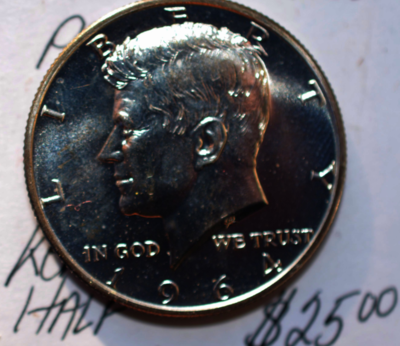 1964 PROOF KENNEDY HALF DOLLAR WHITE MIRROR FINISH