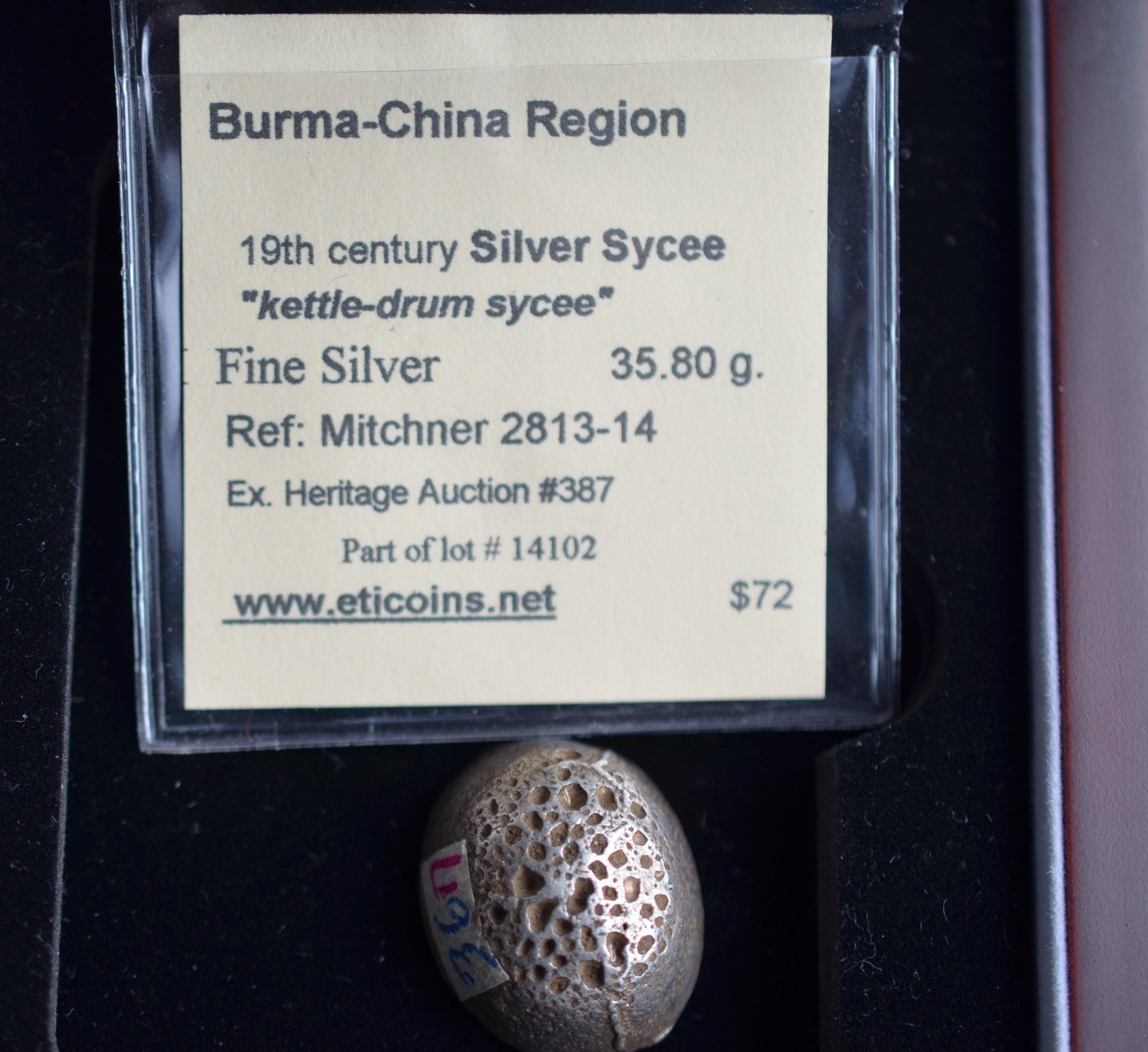 Burma-China (35.8-gram) Ketttle Drum Silver Sycee