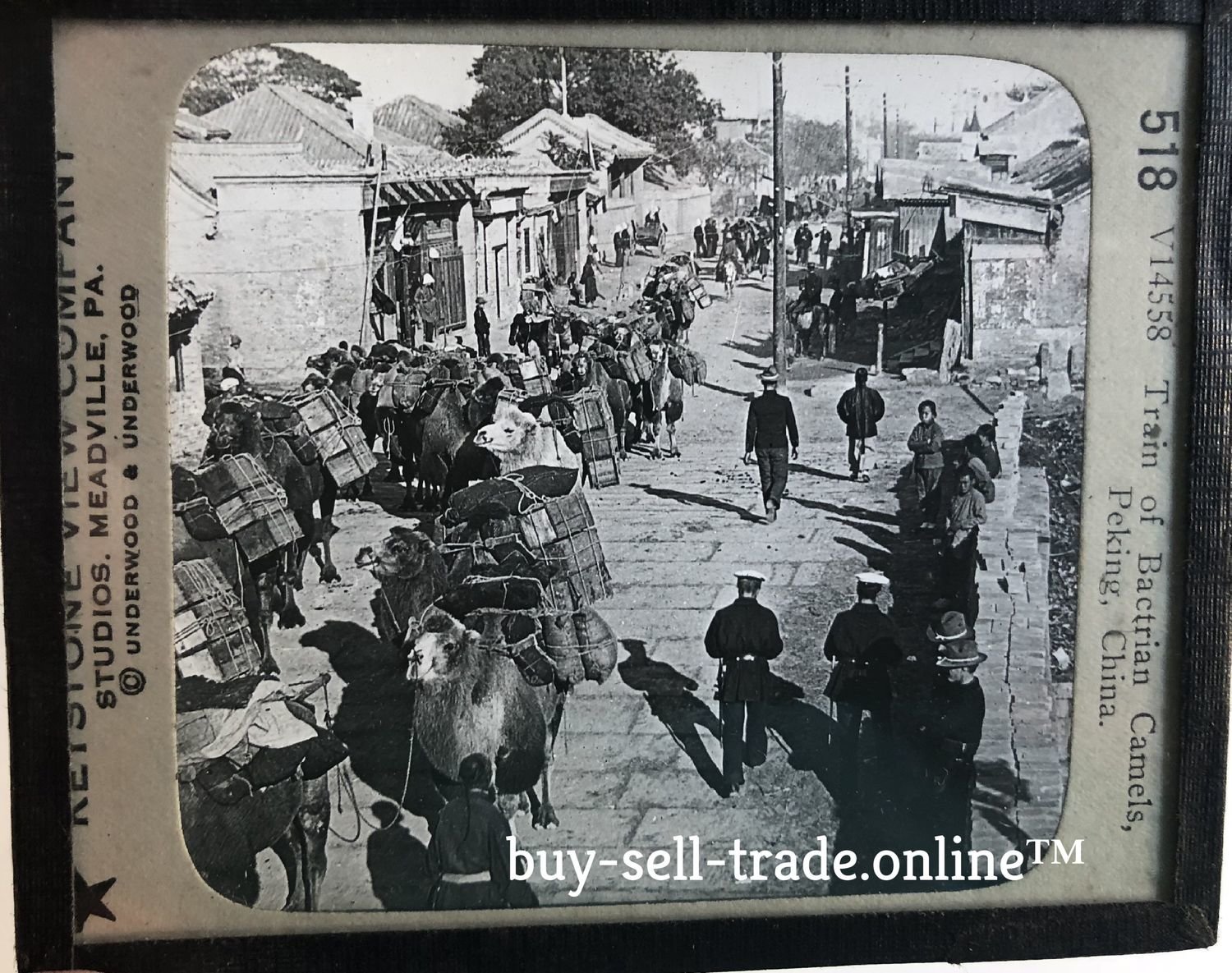 1900s Camel Train Peking GLASS PHOTO SLIDE 大清火车