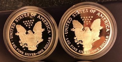 Two 1995W SILVER EAGLE DOLLAR PROOF IN ORIGINAL CAPSULE