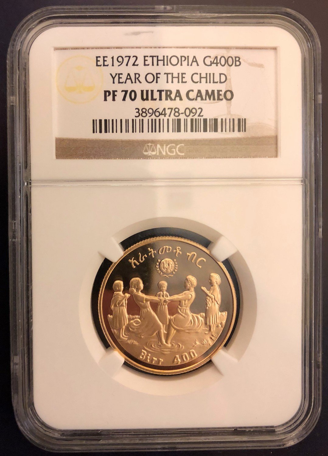Perfect 1979 Gold Ethiopia G400B - Year of Child NGC PF70 Ultra Cameo