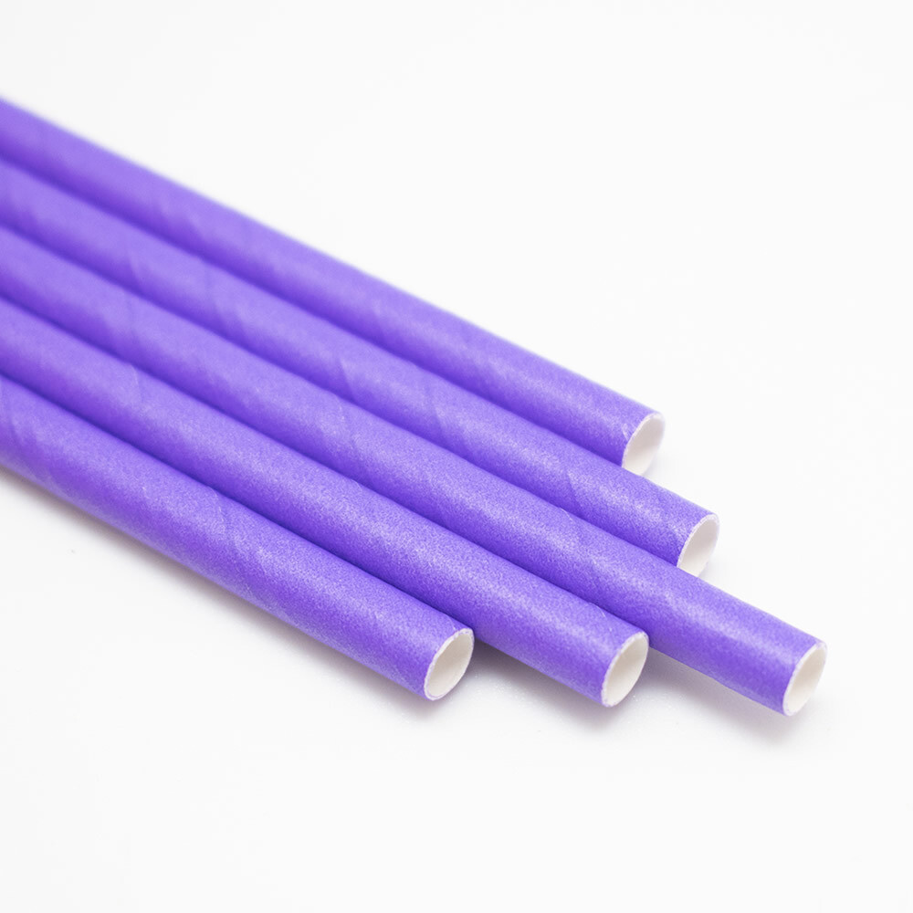 Трубочки бумажные Фиолетовые 19,5см 10 шт.