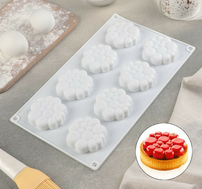 Форма для муссовых десертов и выпечки «Молекула», 30×17 см, 8 ячеек (6×1,5 см)