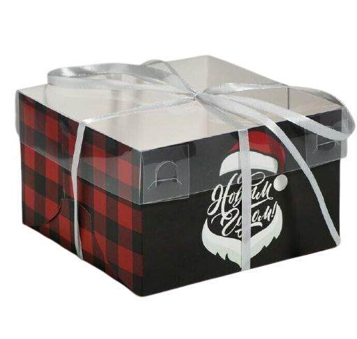 Коробка для 4 капкейков «С Новым годом! Борода», 16 × 16 × 10 см