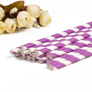Трубочки бумажные Фиолетово-белые 19,5см 10 шт.
