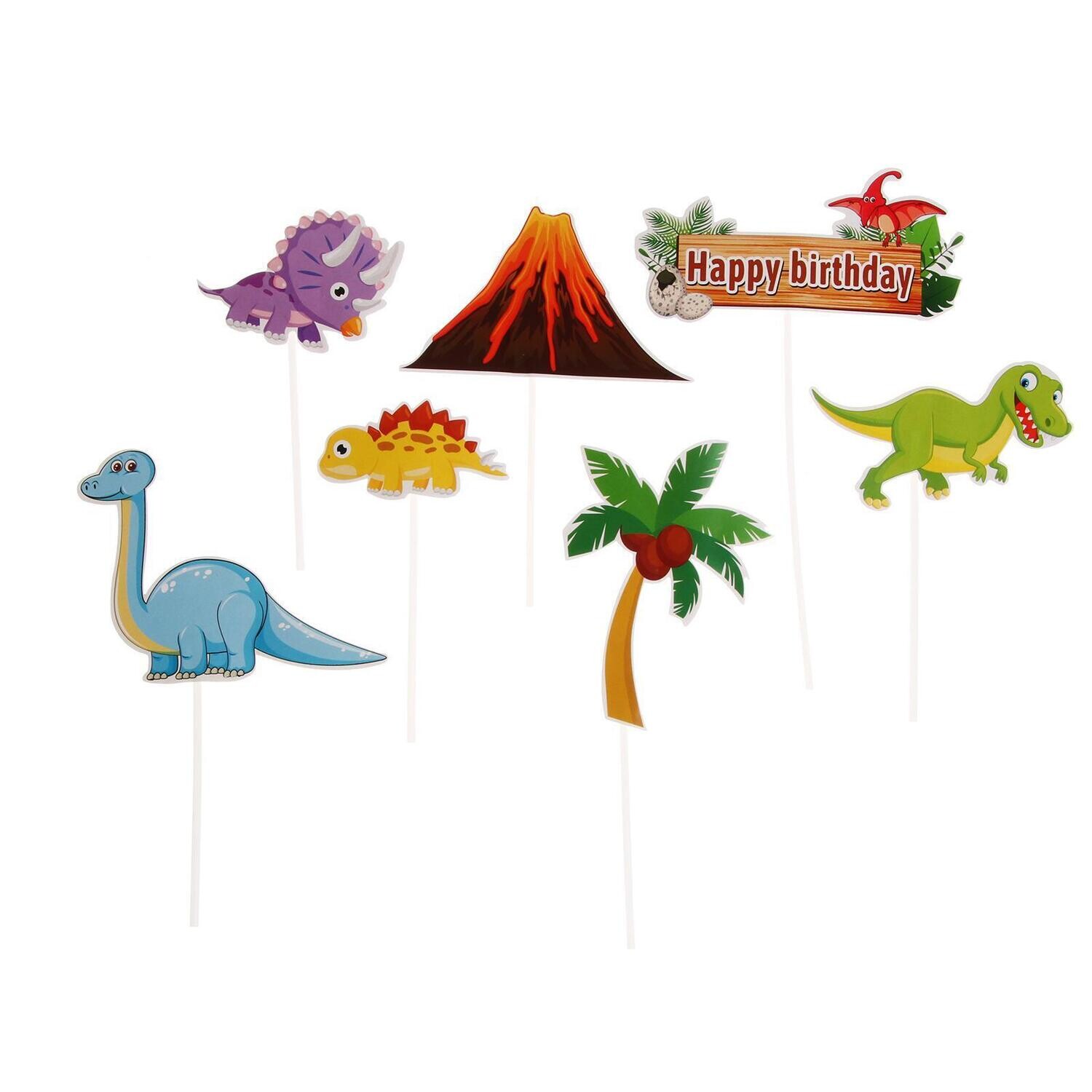 Набор топперов «С Днём Рождения» динозавры