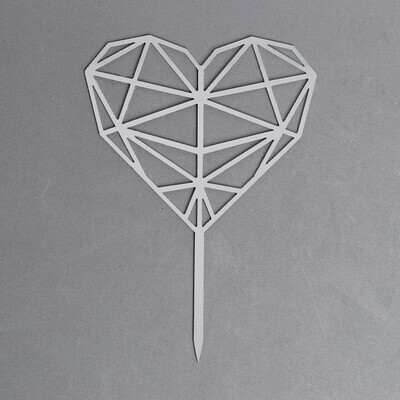 Топпер «Сердце», геометрия, цвет серебряный