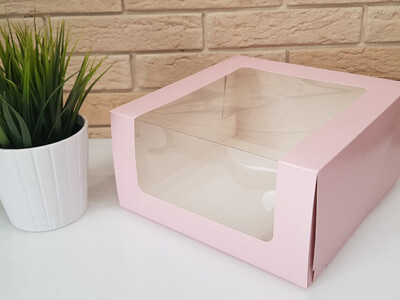 Упаковка для торта "Мусс" розовый 23,5х23,5х11,5 см