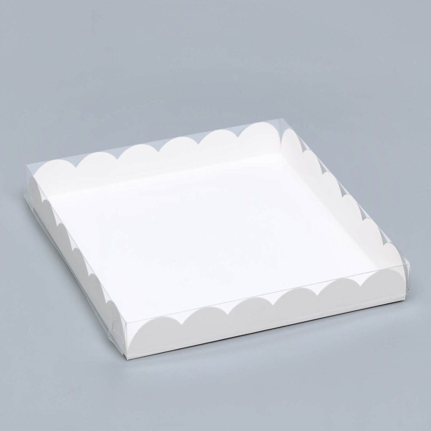 Коробочка для печенья крафт, белая, 21 х 21 х 3 см