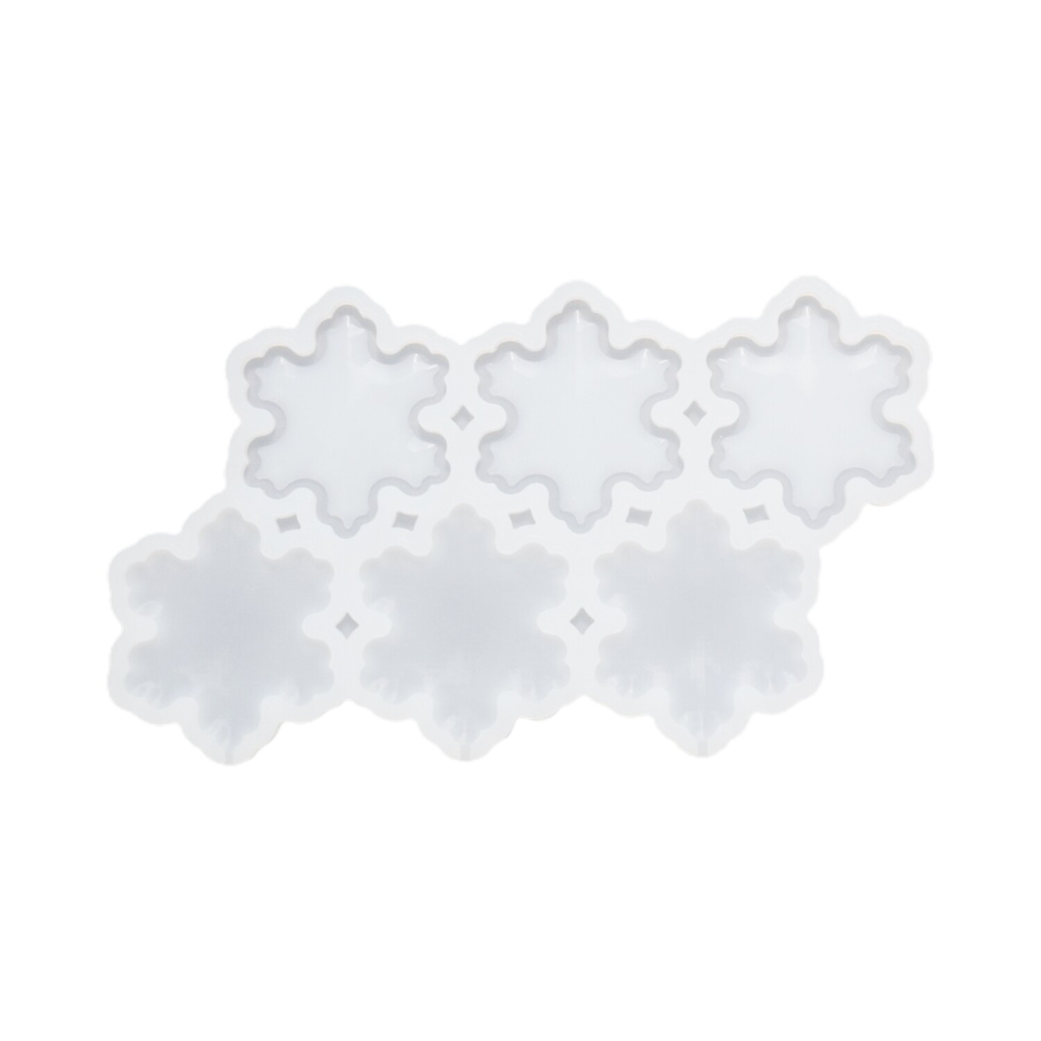 Форма для фигурных леденцов «Снежинки-погремушки», 6 ячеек, 17×10×0,7 см, цвет белый
