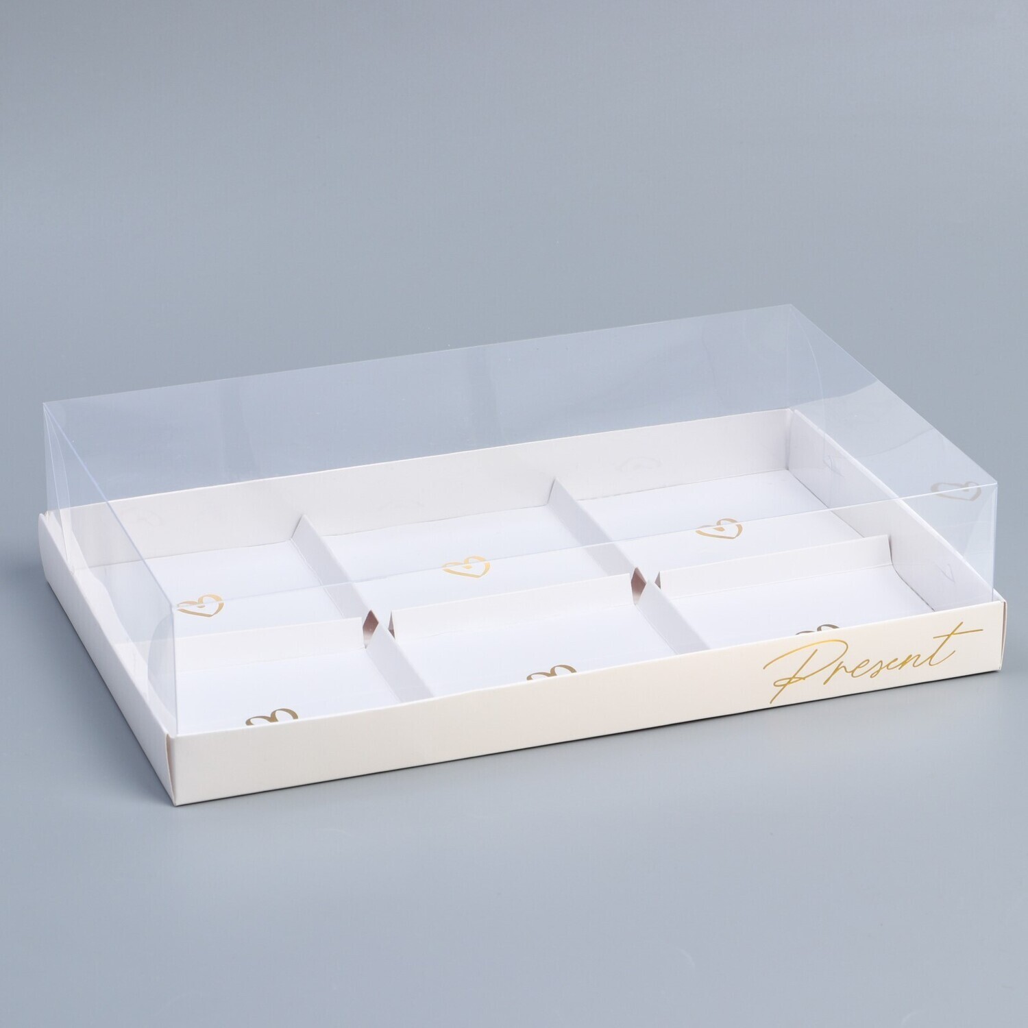 Коробка для для 6 муссовых пирожных «Present», 27 х17.8 х 6.5 см СЕРДЕЧКО