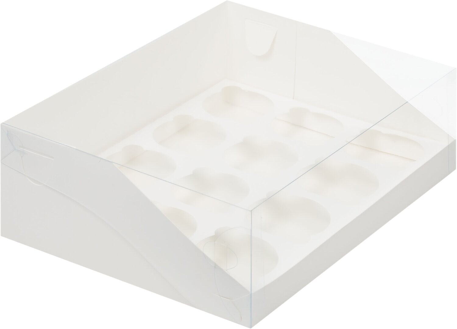 Коробка для 12 капкейков белая с панорамным окном