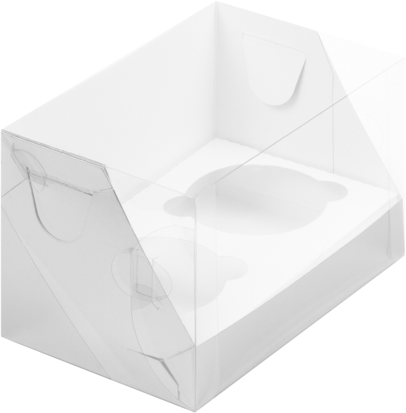 Коробка для 2 капкейков серебро с пластиковой крышкой 16× 10 × 10 см