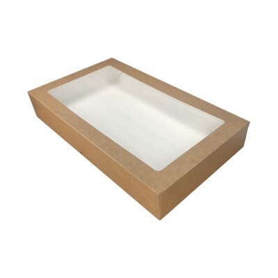 Коробка для пряников крафт/белый с окном. 26х15х4 см
