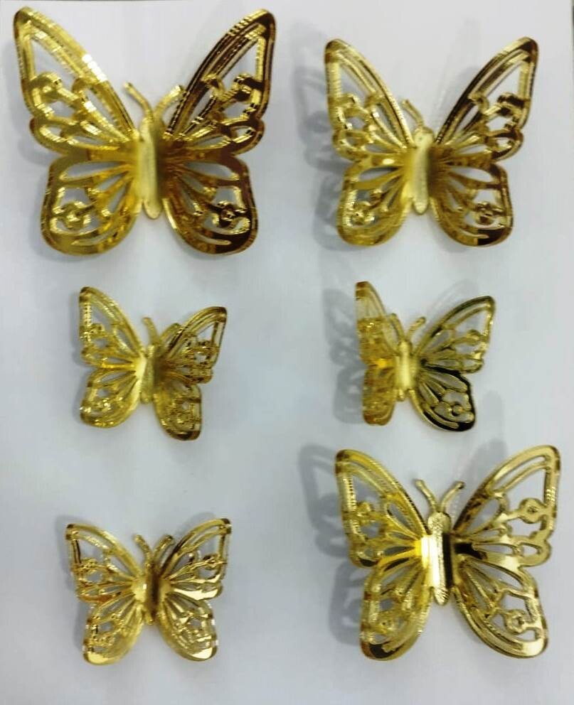 Комплект зеркальных бабочек объемных 6 шт