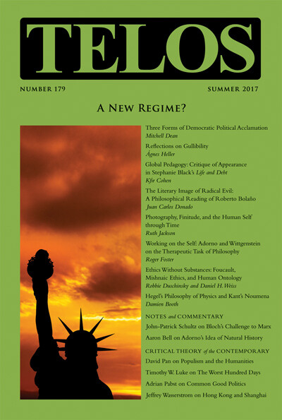 Telos 179 (Summer 2017): A New Regime? - Institutional Rate