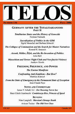 Telos 136 (Fall 2006): Germany After the Totalitarianisms: Part II