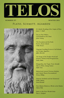 Telos 157 (Winter 2011): Plato, Schmitt, Agamben