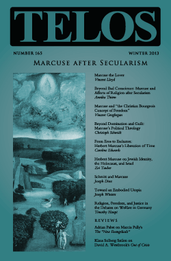 Telos 165 (Winter 2013): Marcuse after Secularism