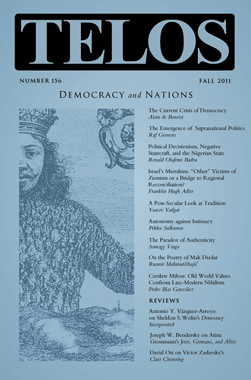 Telos 156 (Fall 2011): Democracy and Nations