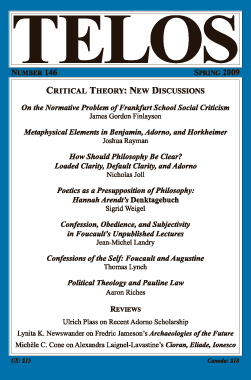 Telos 146 (Spring 2009): Critical Theory: New Discussions