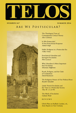 Telos 167 (Summer 2014): Are We Postsecular? - Institutional Rate