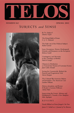Telos 162 (Spring 2013): Subjects and Sense - Institutional Rate