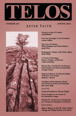 Telos 166 (Spring 2014): After Faith - Institutional Rate