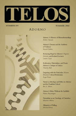 Telos 155 (Summer 2011): Adorno - Institutional Rate