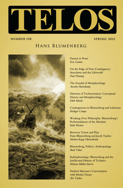 Telos 158 (Spring 2012): Hans Blumenberg - Institutional Rate