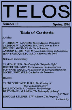 Telos 19 (Spring 1974) - Institutional Rate