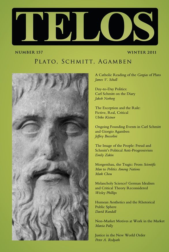Telos 157 (Winter 2011): Plato, Schmitt, Agamben
