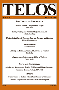 Telos 137 (Winter 2006): The Limits of Modernity - Institutional Rate