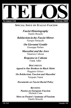 Telos 133 (Winter 2005): Italian Fascism