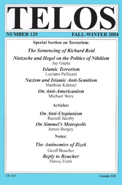 Telos 129 (Fall-Winter 2004): Terrorism, Anti-Semitism, Anti-Americanism