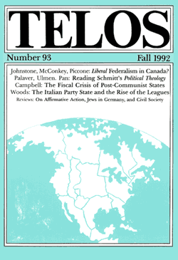 Telos 93 (Fall 1992) - Institutional Rate