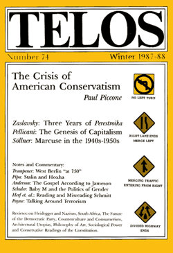 Telos 74 (Winter 1987–88)