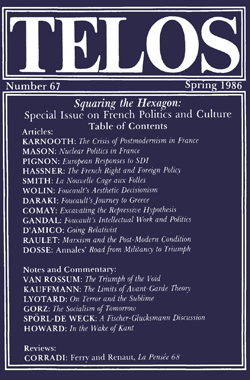 Telos 67 (Spring 1986) - Institutional Rate