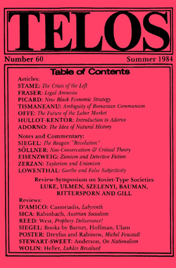 Telos 60 (Summer 1984)