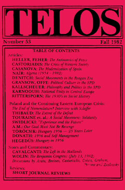 Telos 53 (Fall 1982) Telos 53 (Fall 1982)