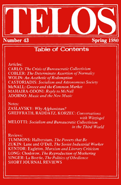 Telos 43 (Spring 1980) - Institutional Rate Telos 43 (Spring 1980) - Institutional Rate