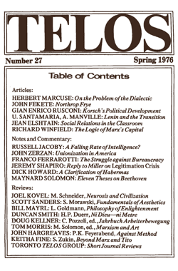 Telos 27 (Spring 1976)