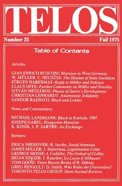 Telos 25 (Fall 1975) - Institutional Rate